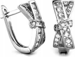 Lovrin 925-ös ezüst fülbevaló, egyedi X alakú, angol kapcsos, cirkónia kövekkel, divatos ajándék