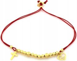 Lovrin Ezüst 925 karkötő aranyozott golyókkal és kereszttel piros zsinóron (Lovrin)