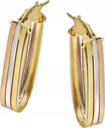 Lovrin Arany fülbevaló 585 ovális karika fehér és rózsaszín arannyal, klasszikus minta (Lovrin)