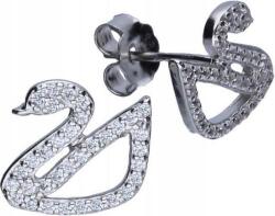 Lovrin 925-ös ezüst fülbevaló, hattyú formájú, cirkónia kövekkel, 1, 48g, eredeti, stekkeres (Lovrin 45843)