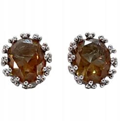 Lovrin Ezüst 925 fülbevaló elegáns borostyán cirkónia díszítéssel, stekkeres (Lovirn107586)