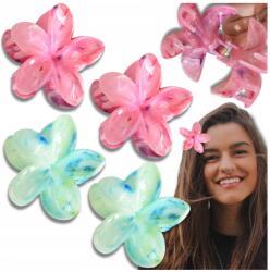 4 db-os hajcsat szett, színes csatok, nagy Plumeria virágos hajcsat (Zestaw 4 szt spinki do włosów hawajski styl)