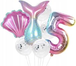 Szülinapi Lufik 7db konfetti 5 éves sellő