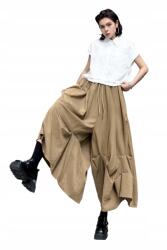  Bézs oversize bombázó nadrág - széles harem nadrág, streetwear Y2K stílus (KMEC48)