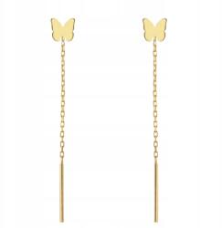 Lovrin Női arany fülbevaló 585-ös, átfűzős, arany pillangó láncon, 14 karátos (Lovrin)