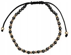 Lovrin Arany színű, zsinóros karkötő 585, fényes grafit hematit golyókkal (Lovrin)