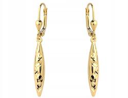 Lovrin Arany függő fülbevaló 585 csiszolt gyémánt mintával, divatos design ajándékba 14k (Lovrin 64224)