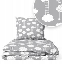 Ankras Ágyneműhuzat 135x100 Gyerek 2EL 100x135 Kiságyhoz (CHMURKI Z DRABINKAMI P-2 135/100 40/60 SZARE)