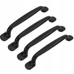 B&B 4 x Fekete bútorfogantyú 128 mm-es fém fogantyú szekrényhez fiókhoz (Z4 U104 L128 CZ)
