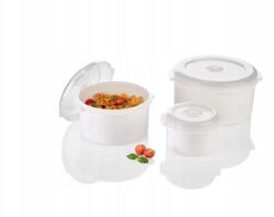 Ernesto 3 db Mikrohullámú sütő edény fedővel, páraszeleppel, kerek (389888)