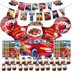 Születésnapi Dekoráció Fiúknak Autós Készlet 42 Db Lufik Banner Tortadísz