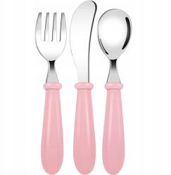  Gyermek Evőeszköz Készlet Biztonságos Tompa Rozsdamentes Acél Rózsaszín 3 db-os (B0C2413LXR-2)