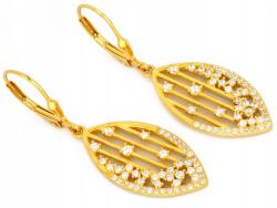 Lovrin Női ezüst 925 fülbevaló, lógós, aranyozott, cirkónia kövekkel, 3.80g, divatos (62501670)
