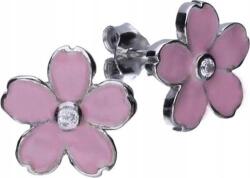 Lovrin 925-ös ezüst fülbevaló rózsaszín virágokkal, cirkónia kövekkel, gyerekeknek, ajándékba (Lovrin85150)