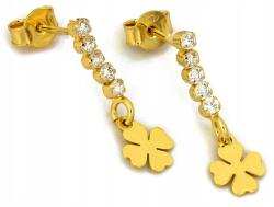 Lovrin 925-ös sterling ezüst fülbevaló, aranyozott, cirkóniával és lóherével, 1, 18 g, stekkeres