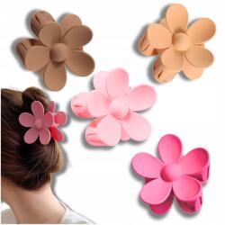 4 darabos hajcsat szett, nagy virágos, színes pasztell hajtűk (Zestaw dużych 4 klamer do włosów kwiaty)