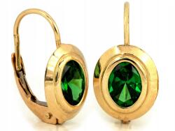 Lovrin Arany fülbevaló 585 angol kapcsos, zöld kővel, arany foglalatban, 2.45g