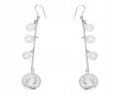 Lovrin 925-ös ezüst fülbevaló érmékkel, 4, 10g, női, klasszikus, stílusos, lógós (Lovrin 67419)