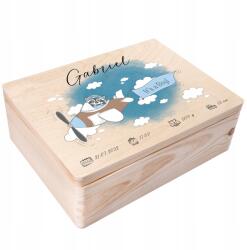 Creative Deco Emlékdoboz gyermeknek, mérföldkő ajándék, első születésnap, születés, gravírozott, 40x30 cm (JANCDSD140BCUSTOMBABYSHOWERRACOONFBM)