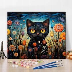  Számozott festés festékekkel, vászon Diy kép, kézműves Macska, 40x50 cm (B0DHZ4KV1N)