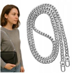 EdiBazzar Öv kézitáskához hosszú lánc Ezüst fém páncél szilárd (Pasek do torebki torby łańcuch długi Srebrny)