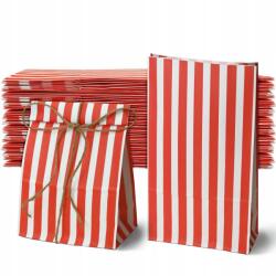 Allbag 50 db Csíkos Papír Tasak 16x8x27 cm Popcornhoz És Édességekhez Ökológiai