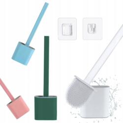 1Mcz Szilikon WC-kefe lapos, állvánnyal, 35 cm, zöld (DSP0335)