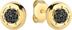 Lovrin Arany fülbevaló 585 kerek fekete cirkónia stekkeres csavaros ajándékba (Lovrin 56125)