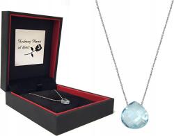 Lovrin 925-ös ezüst nyaklánc szív alakú topáz kővel, gravírozott, modern mintával (Lovrin)