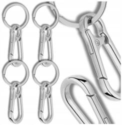 EdiBazzar Fém kulcstartó karabinerrel, 4 db-os szett, ezüst színű (Metalowy Brelok Do Kluczy Karabińczyk Srebrny)