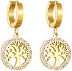 EdiBazzar Arany Színű, Nemesacél (316L) Fülbevaló, Aranyozott, Cirkónia Köves, Lógó