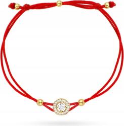 Lovrin Arany 585 karkötő piros zsinóron, kör alakú és cirkónia kövekkel, 1, 22g, 14 karátos (lovrin86308)