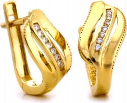 Lovrin Arany fülbevaló 585 lemezke angol kapcsos cirkónia kövekkel ajándékba (Lovrin)