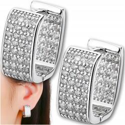  Elegáns női fülbevaló, ezüst, cirkónia kövekkel, geometrikus, lógós (Modne Damskie Srebrne Kolczyki z cyrkoniami)