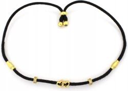 Lovrin Ezüst karkötő 925 aranyozott díszekkel fekete zsinóron, ajándékba (Lovrin)