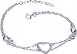 Lovrin Ezüst karkötő 925 szív cirkóniákkal 2, 87g divatos, elegáns modell (Lovrin 50161)