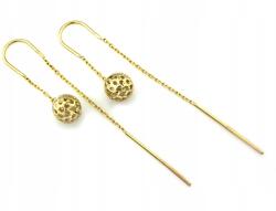 Lovrin Arany fülbevaló 375-ös finomságú 9k áttört mintás gömbök, súlya 1, 10g, átfűzős, fényes (Lovrin)