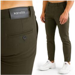  Férfi Elegáns Anyagból Készült Nadrág Elastikus Puha Olívazöld 34-es méret (KARISTO-ODZ-007-34)