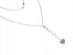 Lovrin 925-ös ezüst nyaklánc szív alakú medállal, nyakkendő stílusú, divatos ajándék (Lovrin 64520)