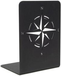  Fekete fém könyvtámasz, Szélrózsa mintával, loft/ipari stílusú (Podpórka do książek metalowa)
