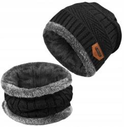 EdiBazzar Meleg Szett Sapka Kéménygallér Téli Beanie Fekete Csősál Férfi Női Téli (5905884025185)