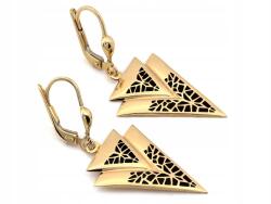 Lovrin Angol arany fülbevaló 585 háromszögek fekete zománcozott mintával 2.84g (Lovrin)