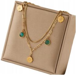  18K Arannyal Bevont Nyaklánc, Sebészeti Acél (ZŁOTY Elegancki Naszyjnik Kolia Celebrytka)