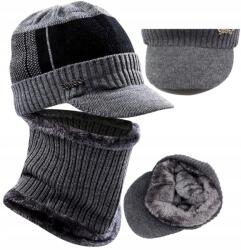 EdiBazzar Meleg Férfi Téli Szett: Baseball Sapka, Bélelt Kéménysál, Magasított Nyakú Melegítő Téli Használatra (Komplet Zimowy Ocieplany Męski Czapka Komin)