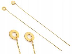 Lovrin Arany fülbevaló 585 áthúzós láncos karika kör alakú 14kt