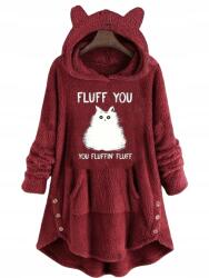  Macska Pulóver Fluff You, You Fluffin Fluff Pulóver Kapucnis Fülekkel (kocobluza kot fluff off)
