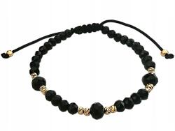 Lovrin Arany színű, zsinóros karkötő 585 fekete, gyémántcsiszolású gyöngyökkel és golyókkal (62485365)
