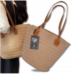 Bad&Bags Női kézitáska Válltáska A4 Shopper Szalma Klasszikus Városi Tágas (Plażowa torba BAD&BAGS na ramię SŁOMIANA)