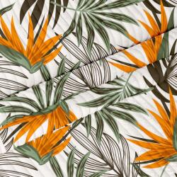  Kordbársony Anyag 1m x 140cm Fehér Levelek Párnákhoz Ágytakarókhoz Függönyökhöz (5906792695828)