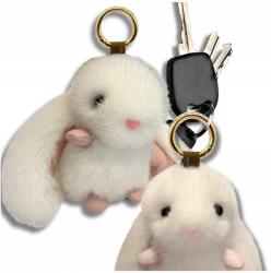 EdiBazzar Kulcstartó mini fehér nyuszi táska medál bolyhos nyuszi pompon (Mini brelok biały Królik zawieszka do torebki)